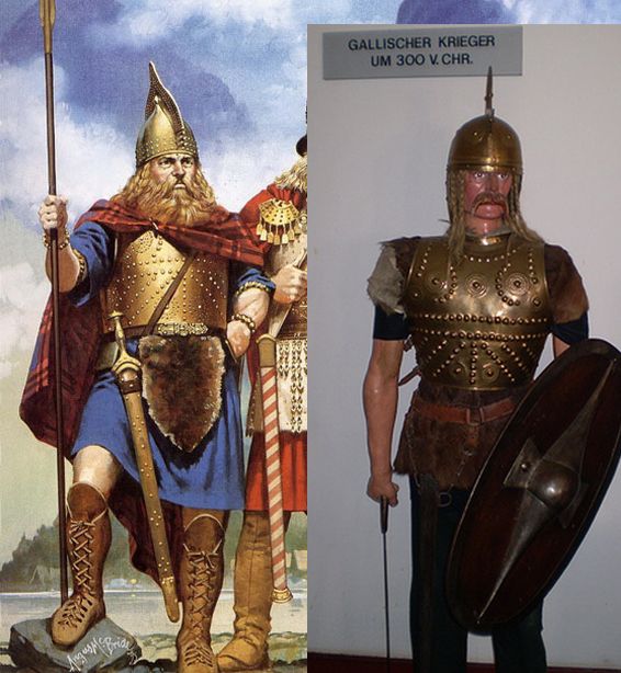 conical type helmet and armor Celtic bronze